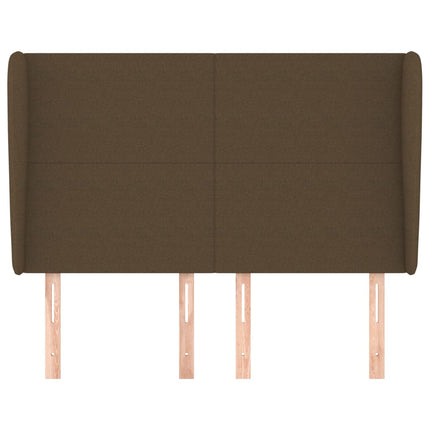 sengegavl med kanter 147x23x118/128 cm stof mørkebrun