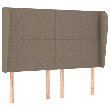 sengegavl med kanter 147x23x118/128 cm stof gråbrun