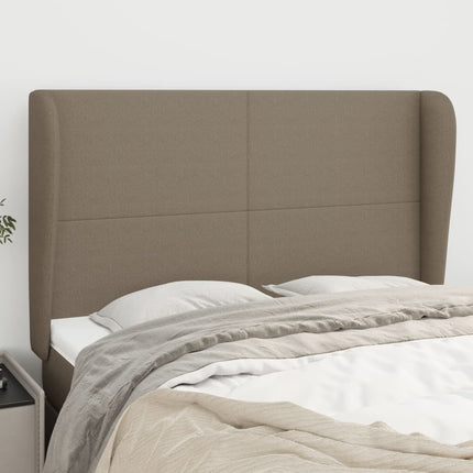 sengegavl med kanter 147x23x118/128 cm stof gråbrun