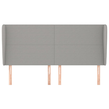 sengegavl med kanter 183x23x118/128 cm stof lysegrå