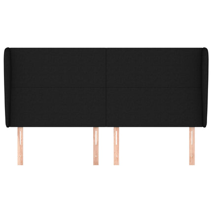 sengegavl med kanter 183x23x118/128 cm stof sort