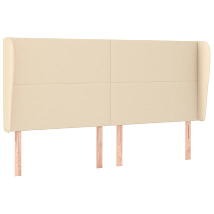 sengegavl med kanter 203x23x118/128 cm stof cremefarvet