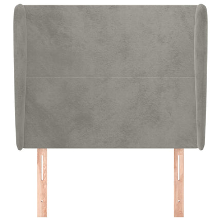 sengegavl med kanter 83x23x118/128 cm fløjl lysegrå