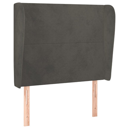 sengegavl med kanter 83x23x118/128 cm fløjl mørkegrå