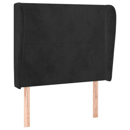 sengegavl med kanter 83x23x118/128 cm fløjl sort