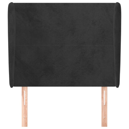 sengegavl med kanter 83x23x118/128 cm fløjl sort