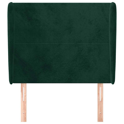 sengegavl med kanter 83x23x118/128 cm fløjl mørkegrøn