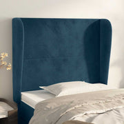 sengegavl med kanter 83x23x118/128 cm fløjl mørkeblå