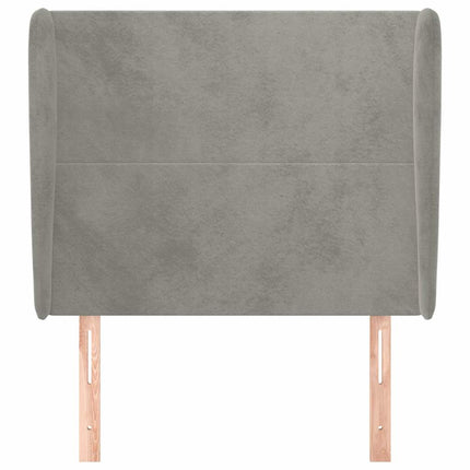 sengegavl med kanter 103x23x118/128 cm fløjl lysegrå
