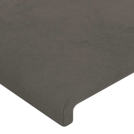 sengegavl med kanter 103x23x118/128 cm fløjl mørkegrå