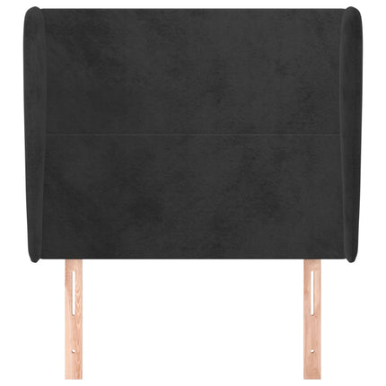 sengegavl med kanter 103x23x118/128 cm fløjl sort