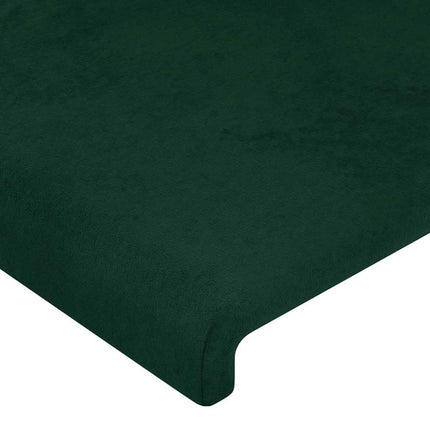 sengegavl med kanter 103x23x118/128 cm fløjl mørkegrøn