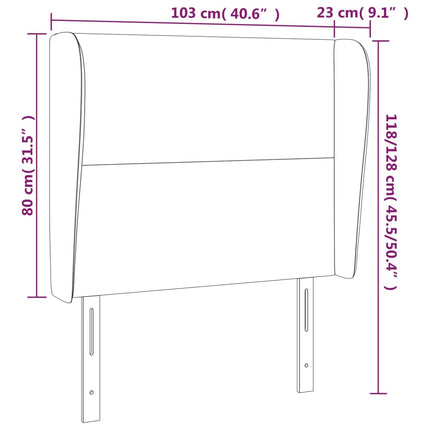 sengegavl med kanter 103x23x118/128 cm fløjl lyserød