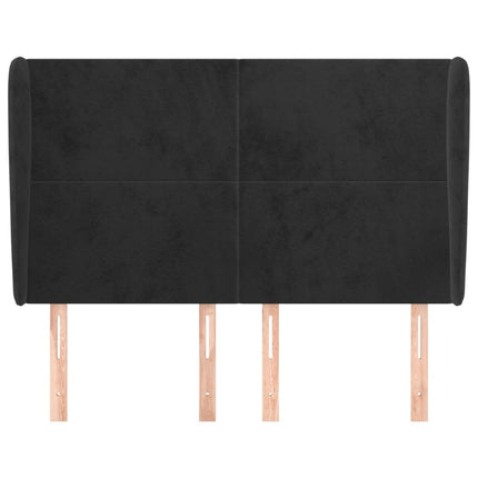 sengegavl med kanter 147x23x118/128 cm fløjl sort