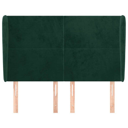 sengegavl med kanter 147x23x118/128 cm fløjl mørkegrøn