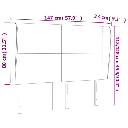 sengegavl med kanter 147x23x118/128 cm fløjl lyserød