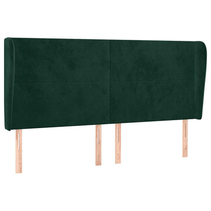 sengegavl med kanter 163x23x118/128 cm fløjl mørkegrøn