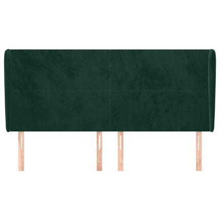 sengegavl med kanter 163x23x118/128 cm fløjl mørkegrøn