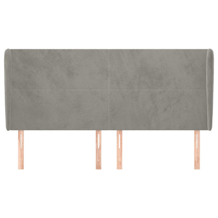 sengegavl med kanter 203x23x118/128 cm fløjl lysegrå