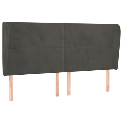 sengegavl med kanter 203x23x118/128 cm fløjl mørkegrå