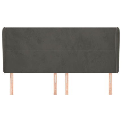 sengegavl med kanter 203x23x118/128 cm fløjl mørkegrå