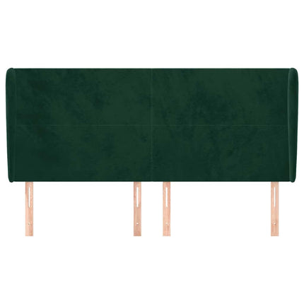 sengegavl med kanter 203x23x118/128 cm fløjl mørkegrøn