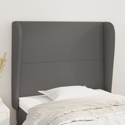 sengegavl med kanter 93x23x118/128 cm kunstlæder grå