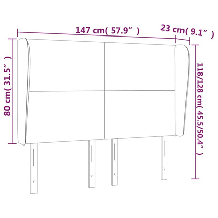 sengegavl med kanter 147x23x118/128 cm kunstlæder sort