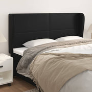 sengegavl med kanter 163x23x118/128 cm kunstlæder sort