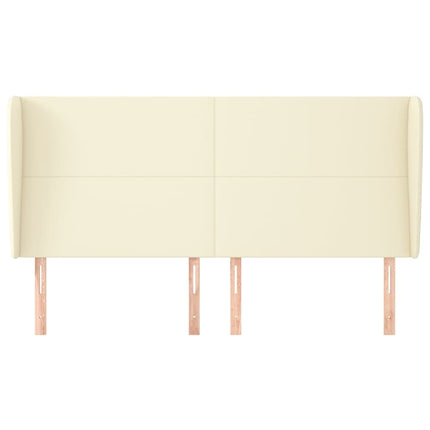 sengegavl med kanter 183x23x118/128 cm kunstlæder cremefarvet