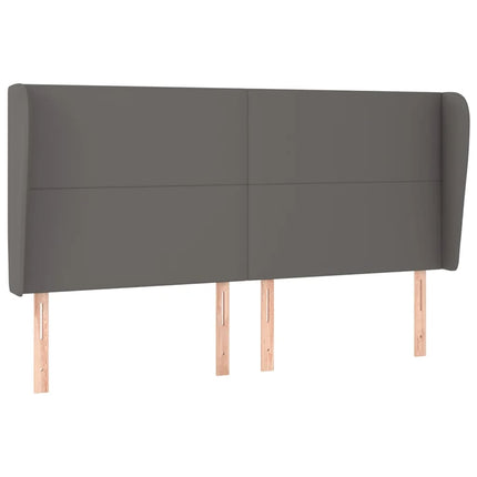 sengegavl med kanter 183x23x118/128 cm kunstlæder grå