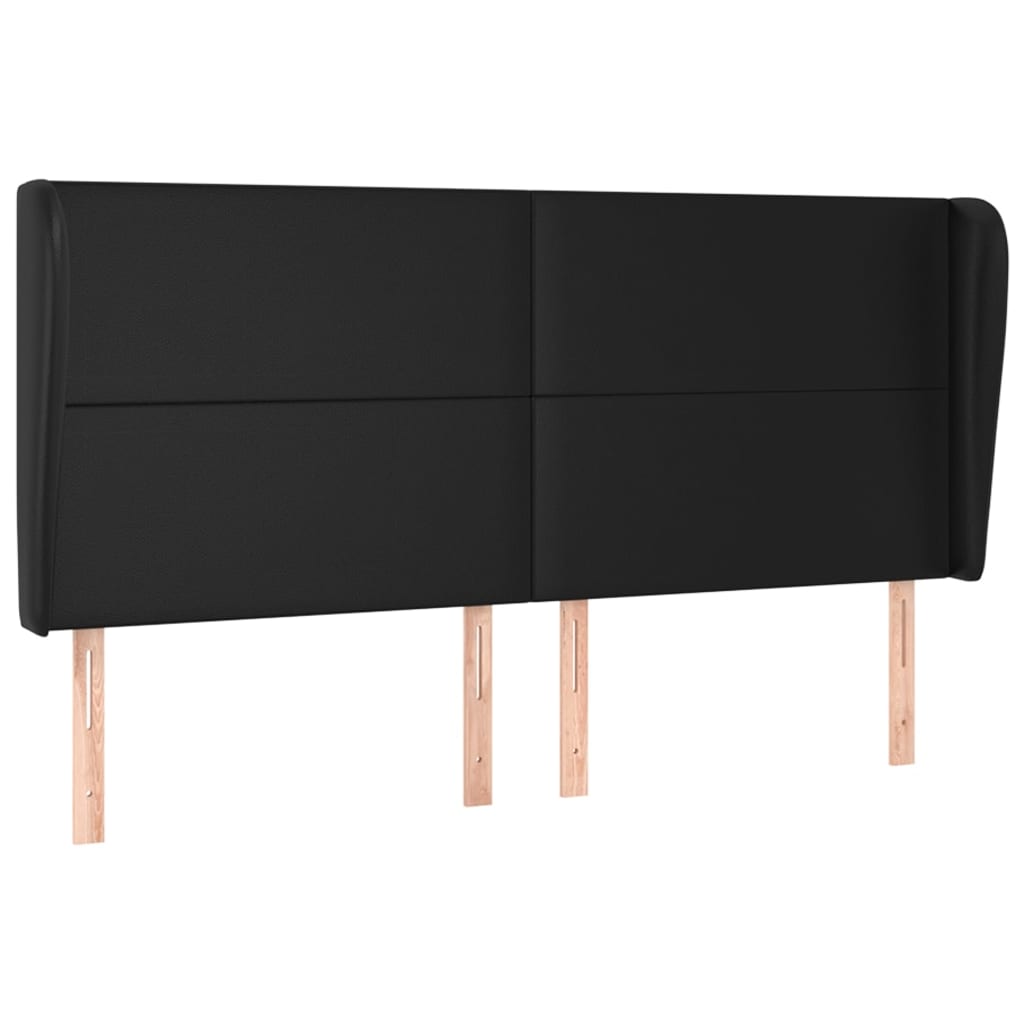 sengegavl med kanter 203x23x118/128 cm kunstlæder sort