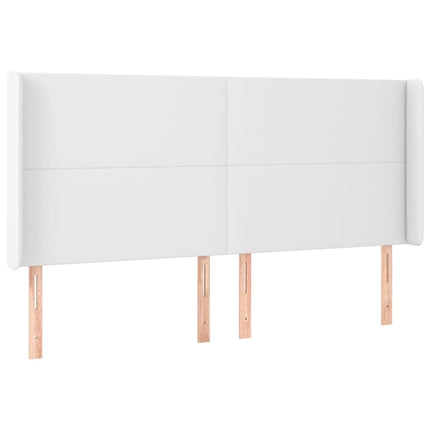 sengegavl med kanter 203x23x118/128 cm kunstlæder hvid