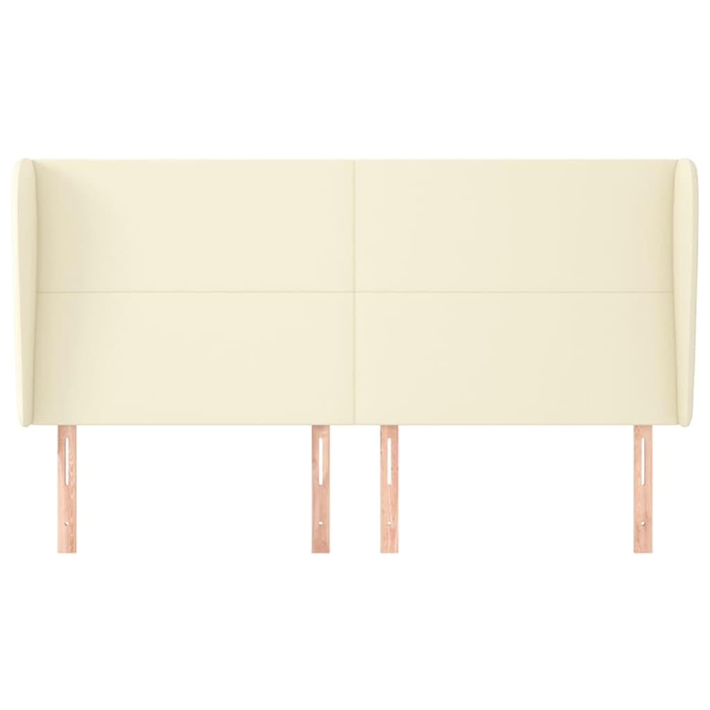 sengegavl med kanter 203x23x118/128 cm kunstlæder cremefarvet