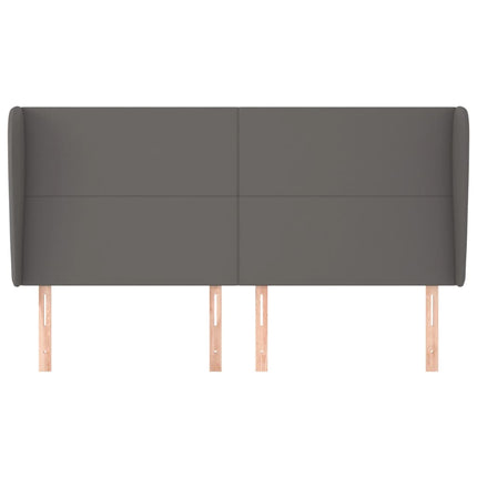 sengegavl med kanter 203x23x118/128 cm kunstlæder grå