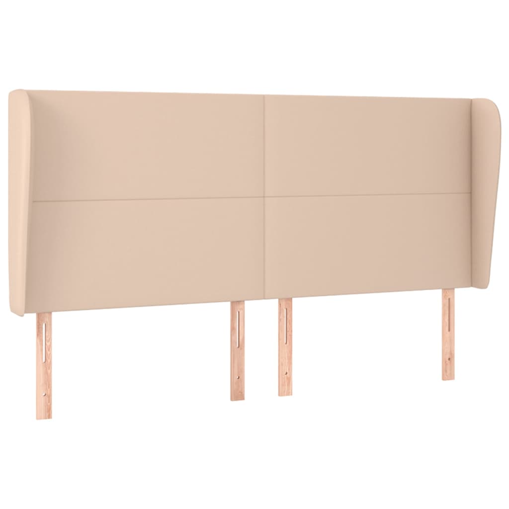 sengegavl med kanter 203x23x118/128 cm kunstlæder cappuccino