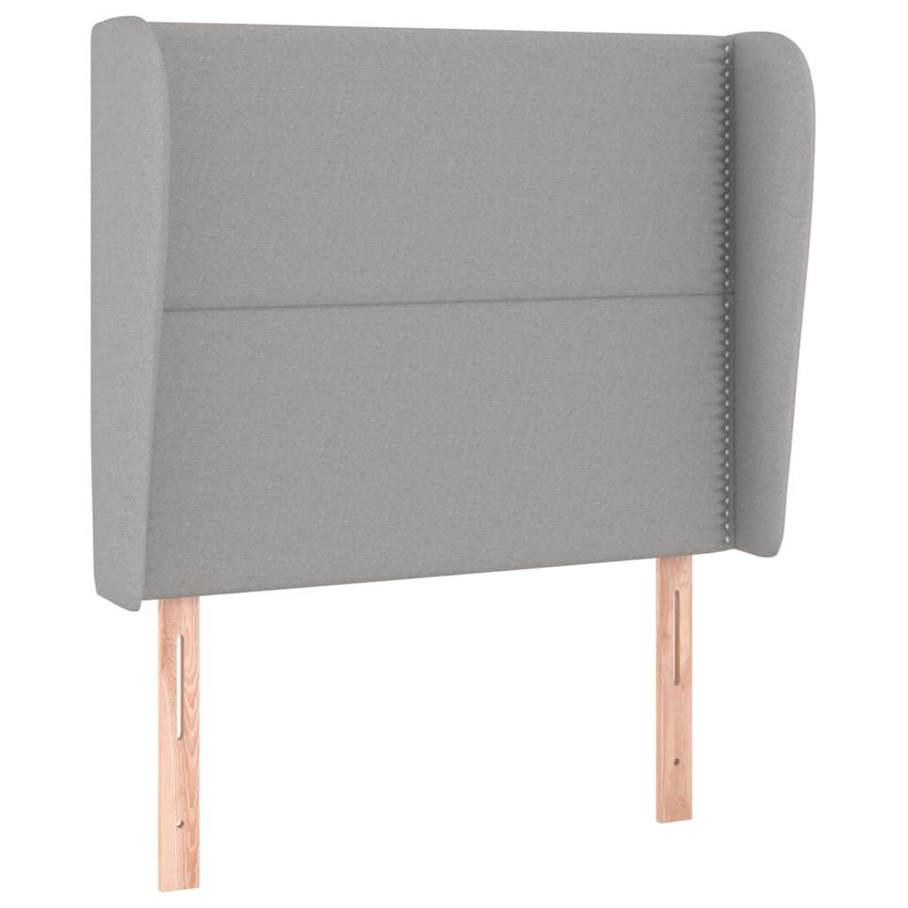 sengegavl med kanter 93x23x118/128 cm stof lysegrå