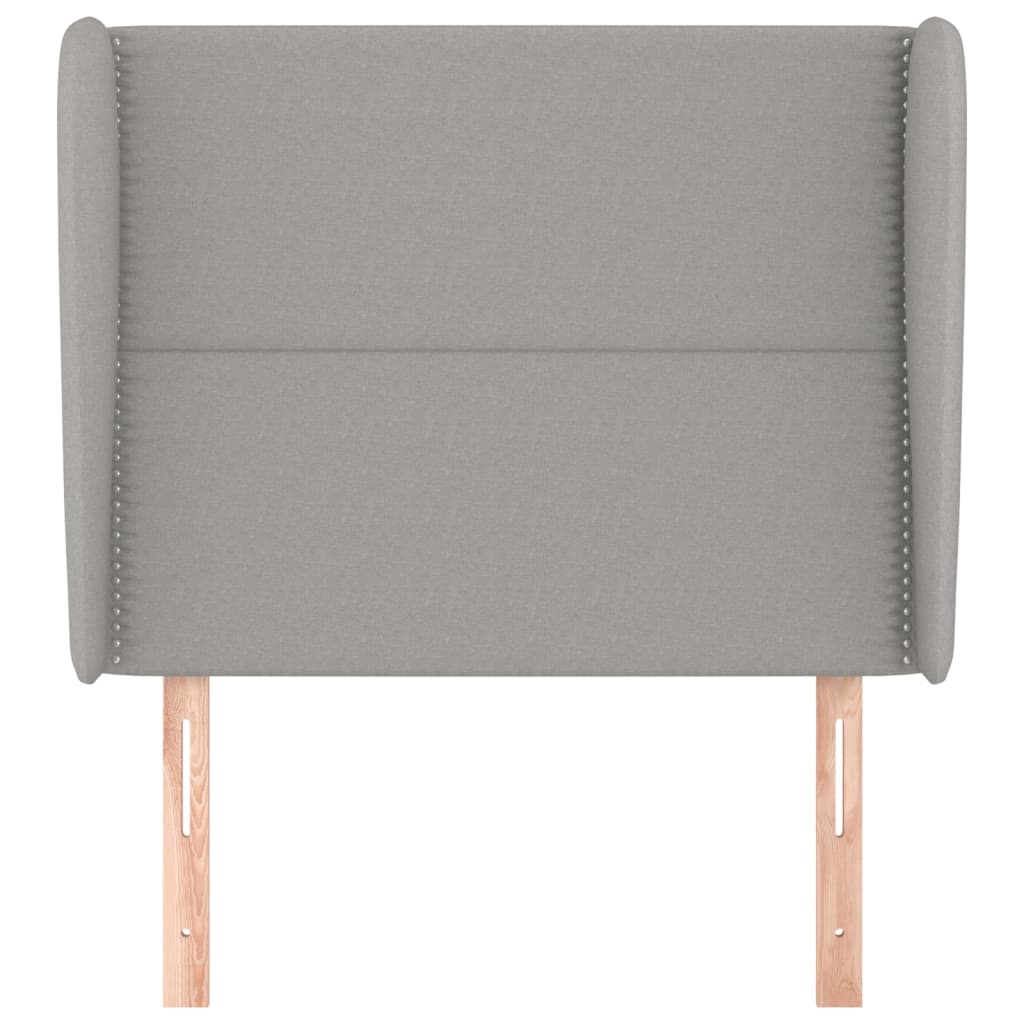 sengegavl med kanter 93x23x118/128 cm stof lysegrå
