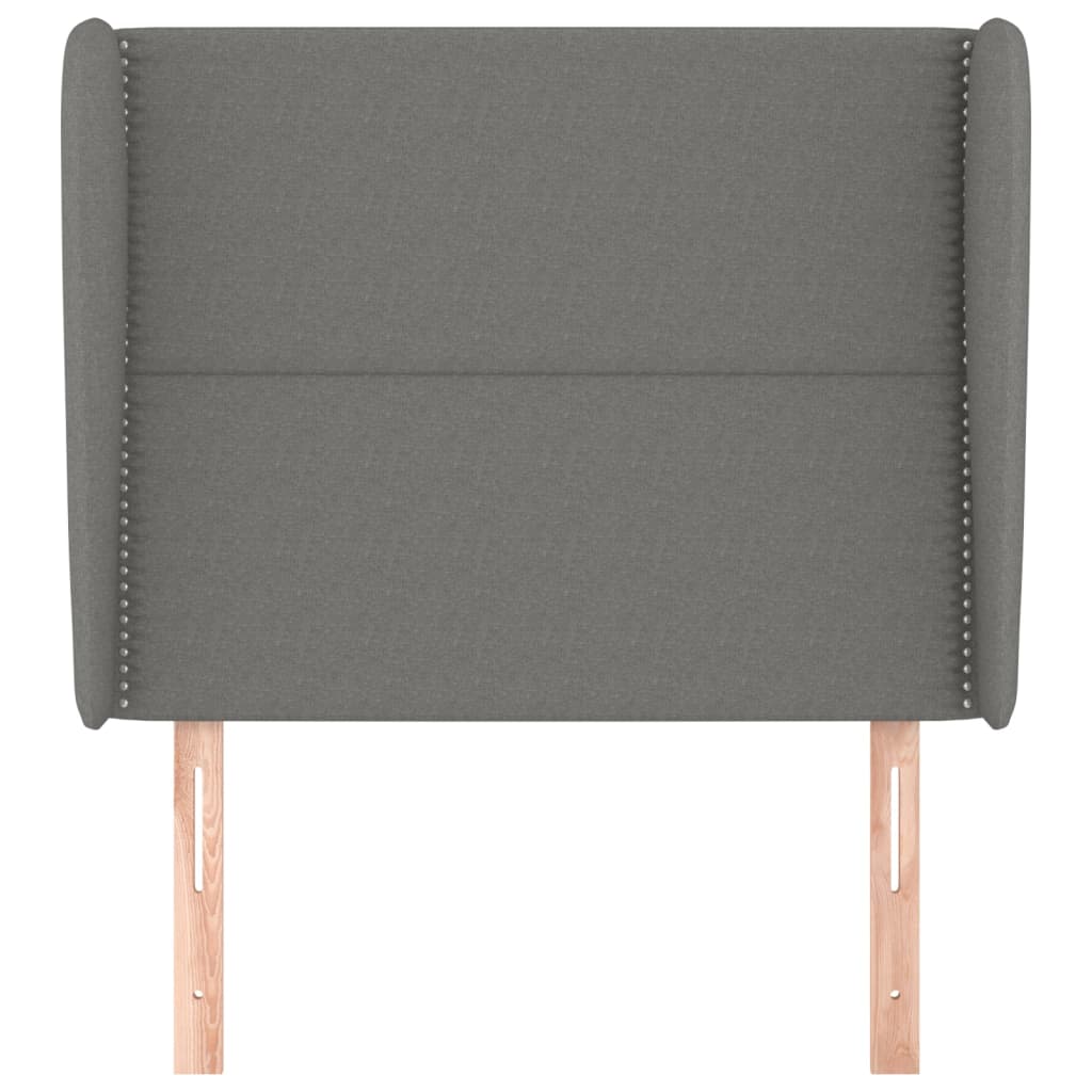 sengegavl med kanter 93x23x118/128 cm stof mørkegrå