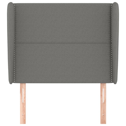 sengegavl med kanter 93x23x118/128 cm stof mørkegrå