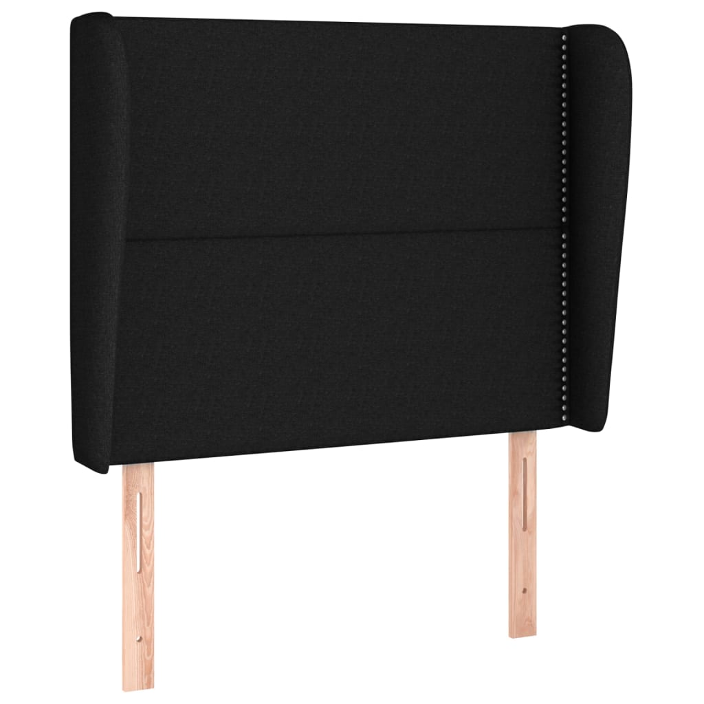 sengegavl med kanter 93x23x118/128 cm stof sort