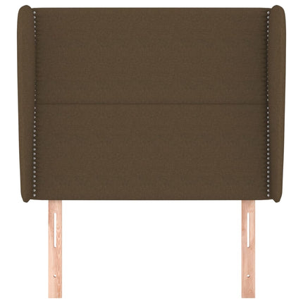 sengegavl med kanter 93x23x118/128 cm stof mørkebrun