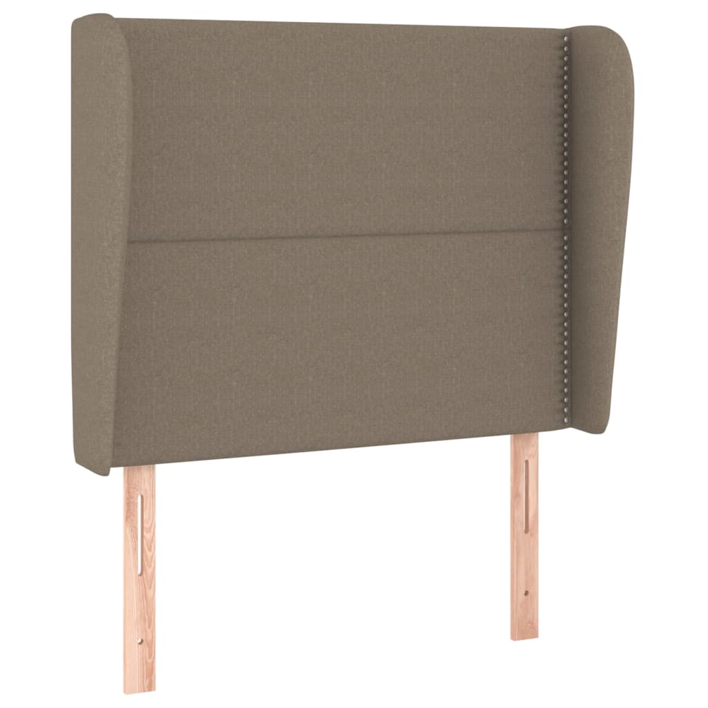 sengegavl med kanter 93x23x118/128 cm stof gråbrun