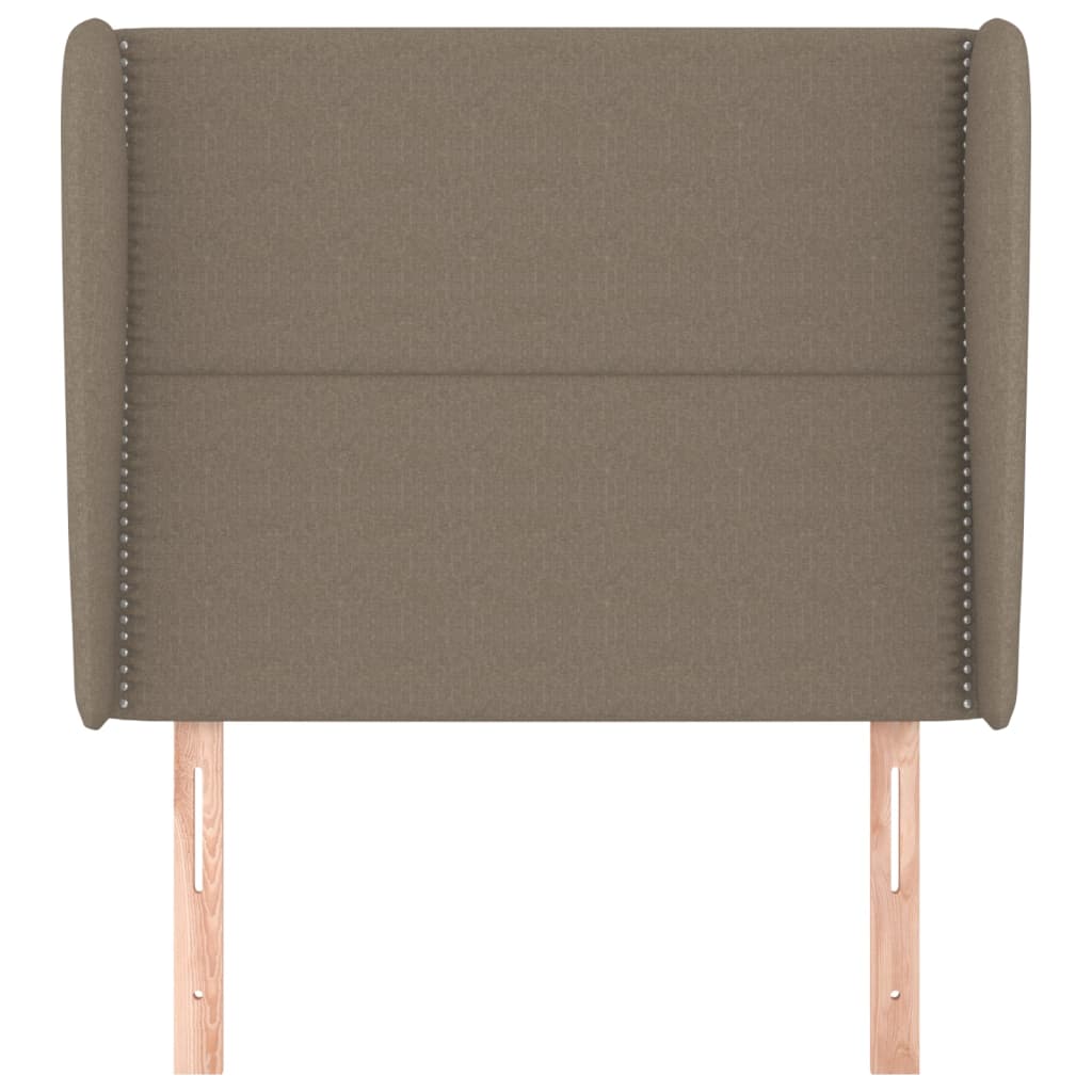 sengegavl med kanter 93x23x118/128 cm stof gråbrun