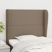 sengegavl med kanter 93x23x118/128 cm stof gråbrun