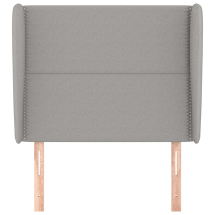 sengegavl med kanter 103x23x118/128 cm stof lysegrå