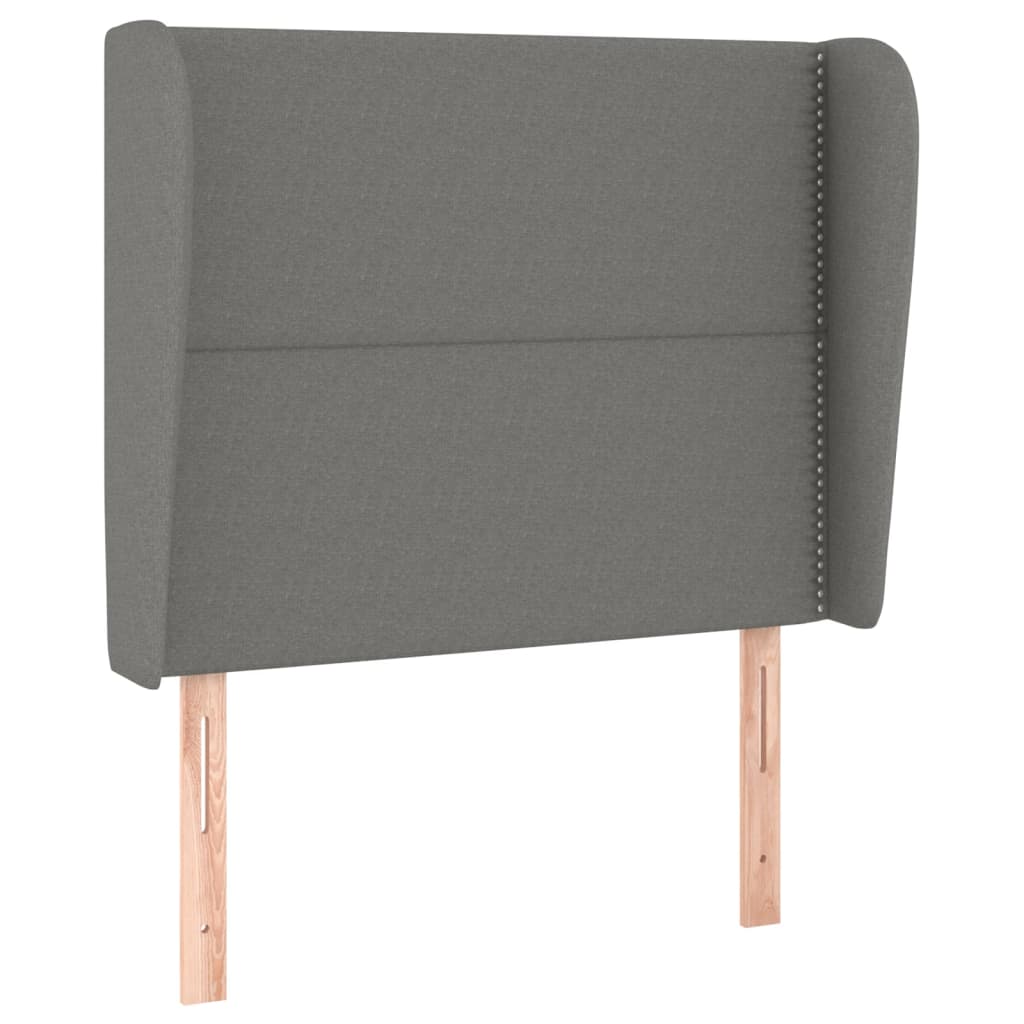 sengegavl med kanter 103x23x118/128 cm stof mørkegrå