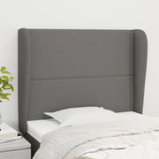 sengegavl med kanter 103x23x118/128 cm stof mørkegrå