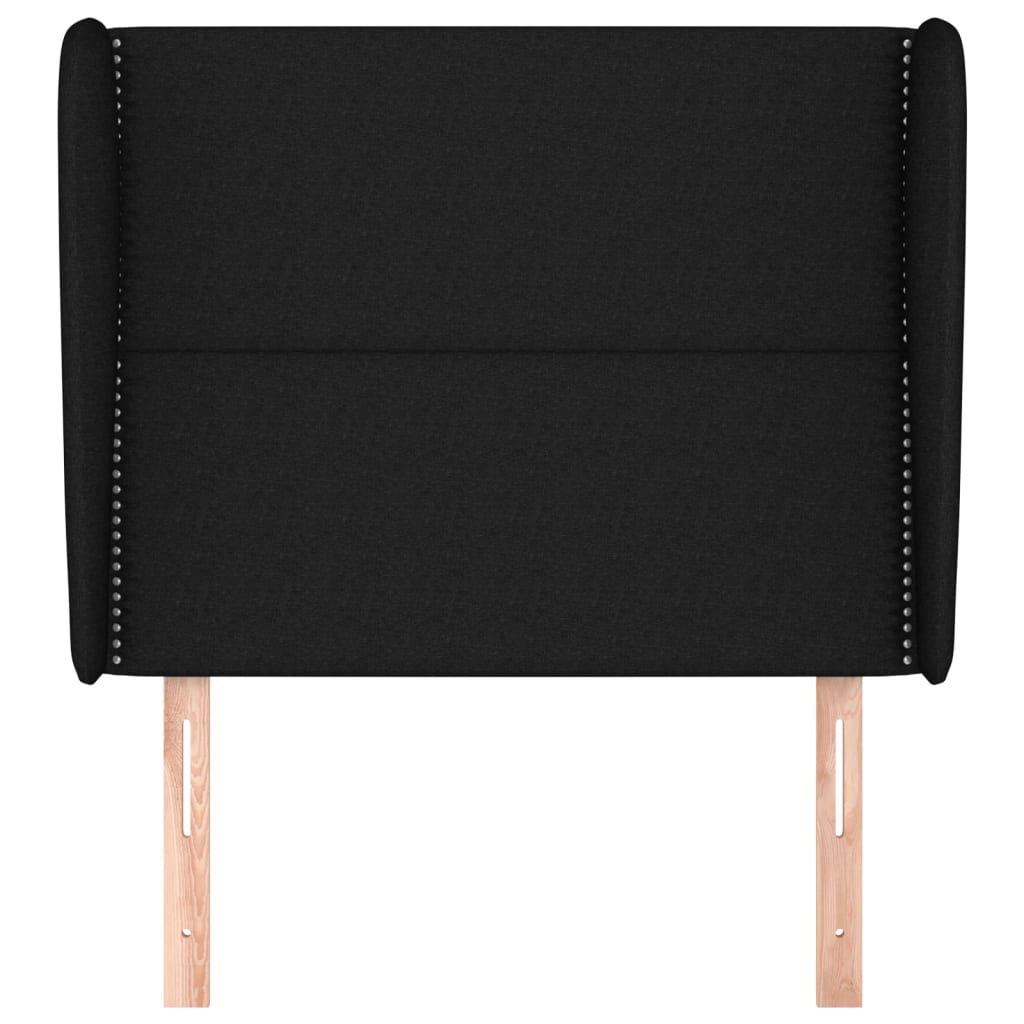 sengegavl med kanter 103x23x118/128 cm stof sort