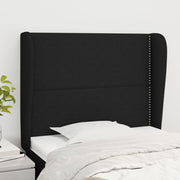 sengegavl med kanter 103x23x118/128 cm stof sort